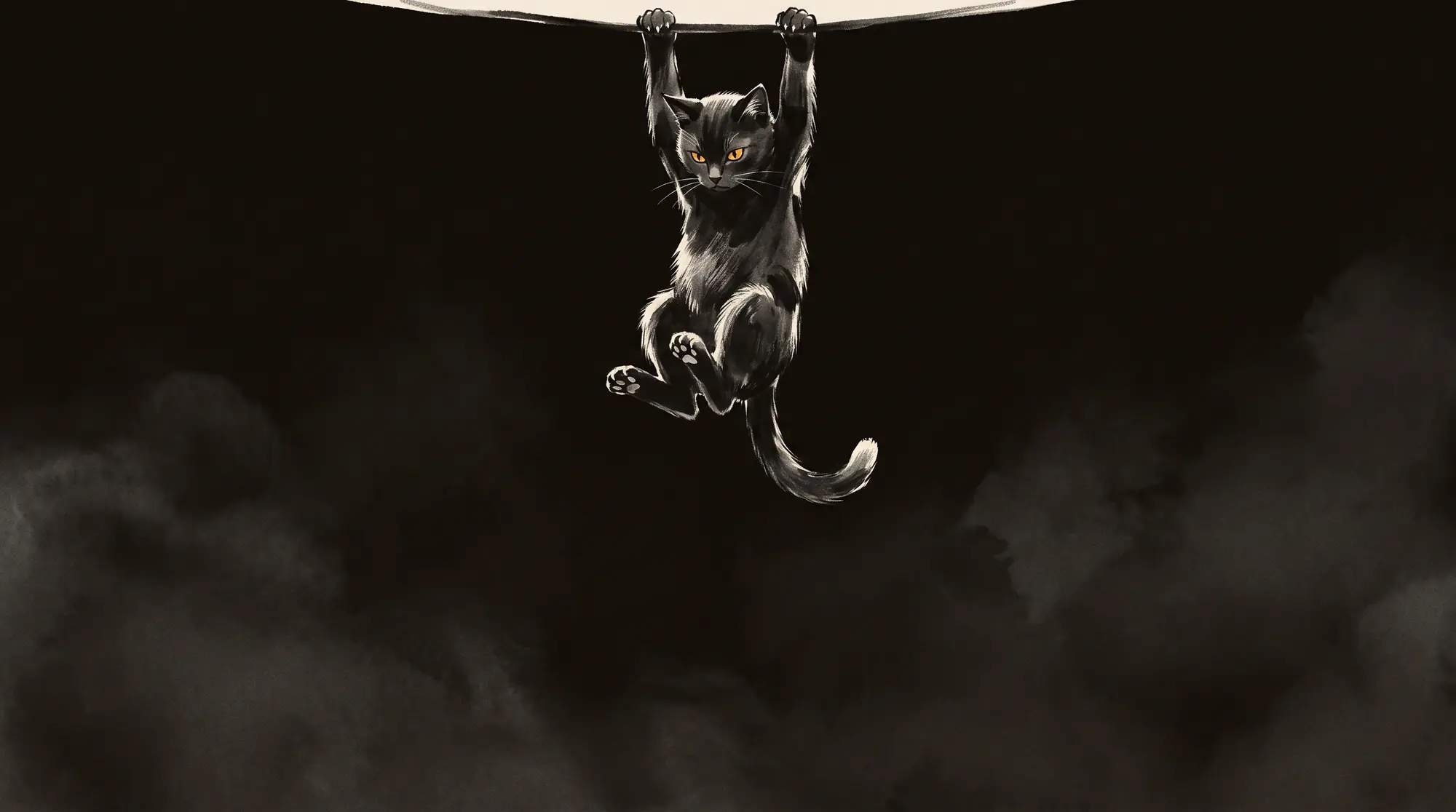 Gato colgado del borde